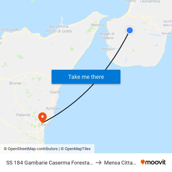 SS 184  Gambarie Caserma Forestale (N/S) to Mensa Cittadella map