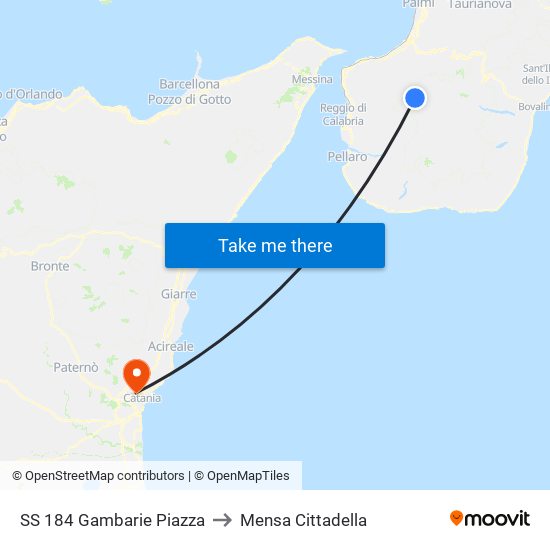 SS 184  Gambarie Piazza to Mensa Cittadella map