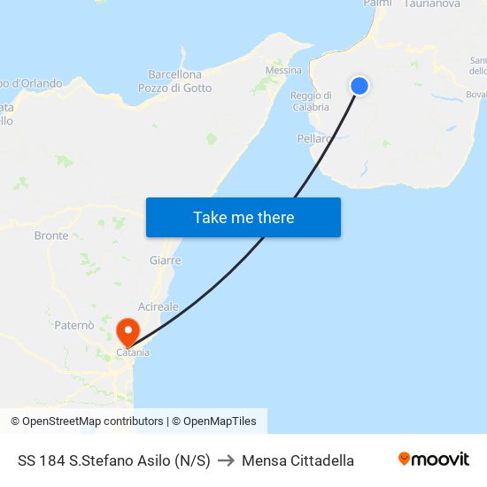 SS 184  S.Stefano Asilo (N/S) to Mensa Cittadella map