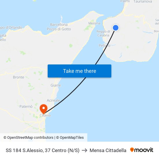 SS 184  S.Alessio, 37 Centro  (N/S) to Mensa Cittadella map
