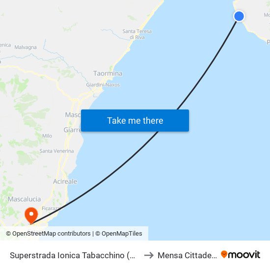 Superstrada Ionica  Tabacchino (N/S) to Mensa Cittadella map