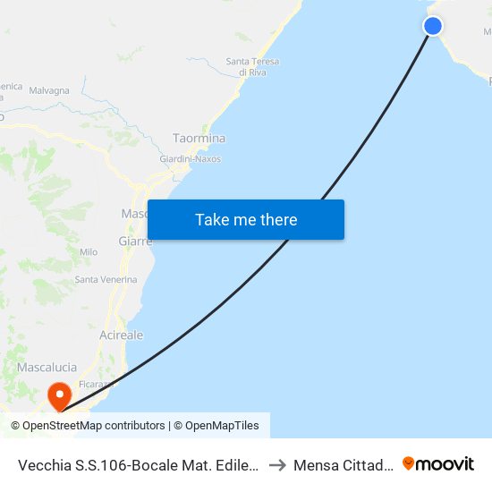 Vecchia S.S.106-Bocale  Mat. Edile (N/S) to Mensa Cittadella map