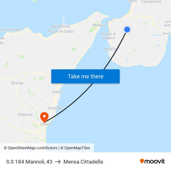 S.S 184  Mannoli, 43 to Mensa Cittadella map