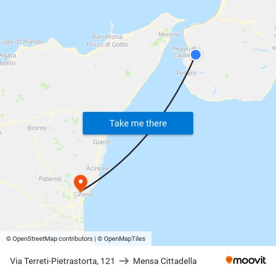 Via Terreti-Pietrastorta, 121 to Mensa Cittadella map