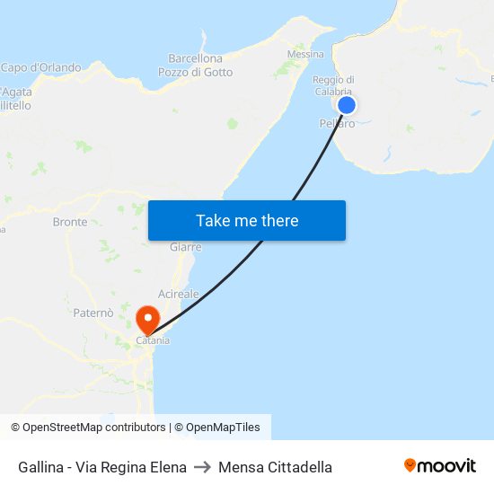 Gallina - Via Regina Elena to Mensa Cittadella map