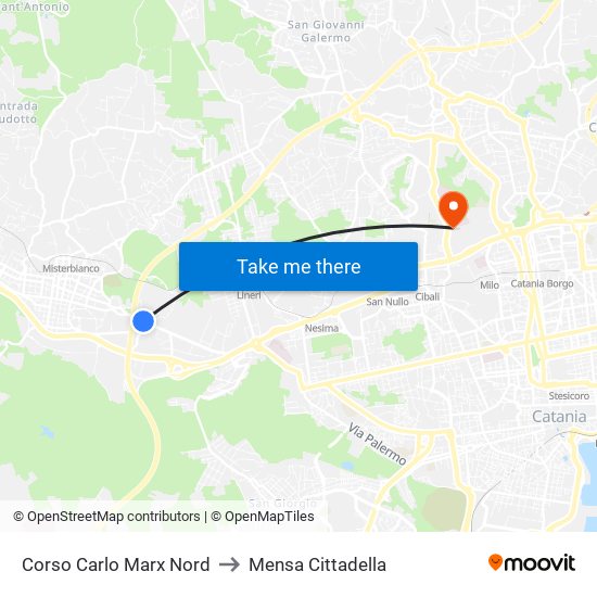 Corso Carlo Marx Nord to Mensa Cittadella map