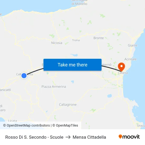Rosso Di San Secondo - Schools to Cittadella Cafeteria map