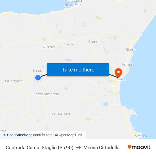 Contrada Curcio Staglio (Sc 90) to Mensa Cittadella map