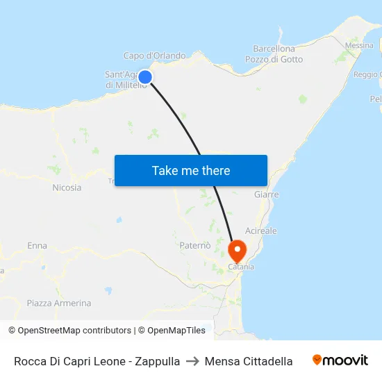 Rocca Di Capri Leone - Zappulla to Cittadella Cafeteria map