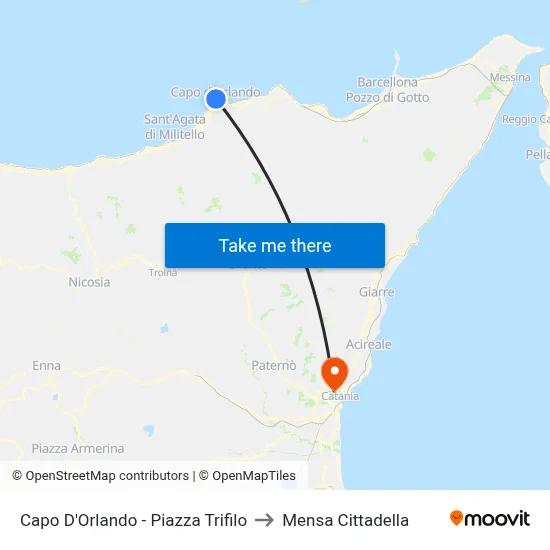 Capo D'Orlando - Trifilo Square to Cittadella Cafeteria map