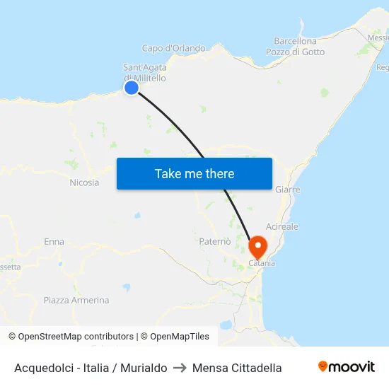 Acquedolci - Italia / Murialdo to Cittadella Cafeteria map