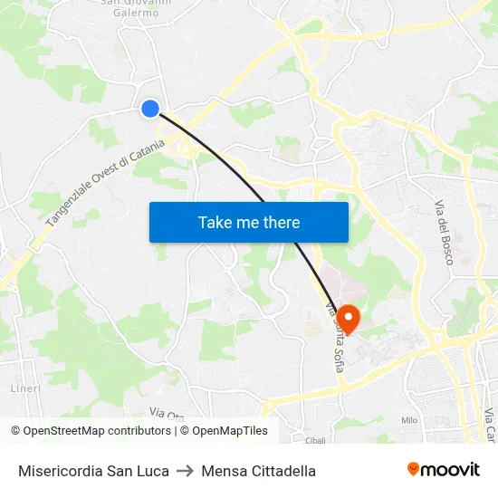 Mercy St. Luke to Cittadella Cafeteria map