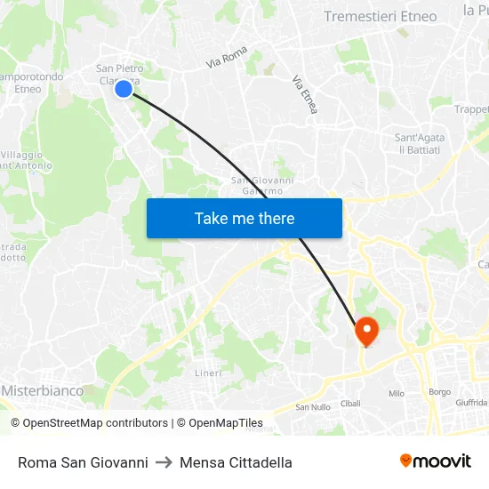 Rome San Giovanni to Cittadella Cafeteria map