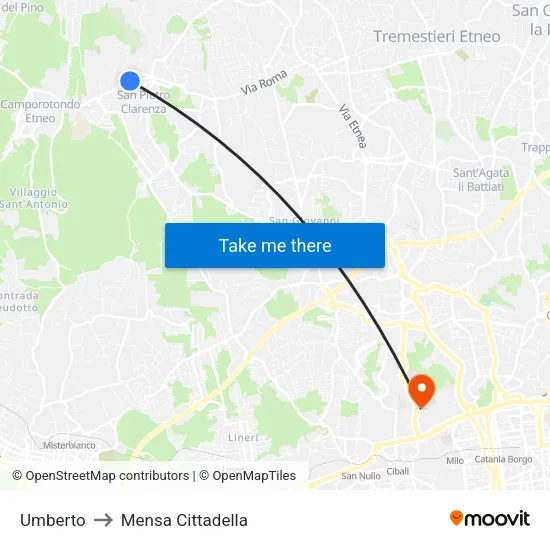 Umberto to Cittadella Cafeteria map