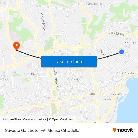 Savasta Galatioto to Mensa Cittadella map