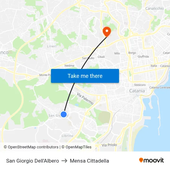 San Giorgio Dell'Albero to Cittadella Cafeteria map