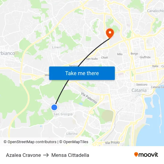 Azalea Cravone to Cittadella Cafeteria map