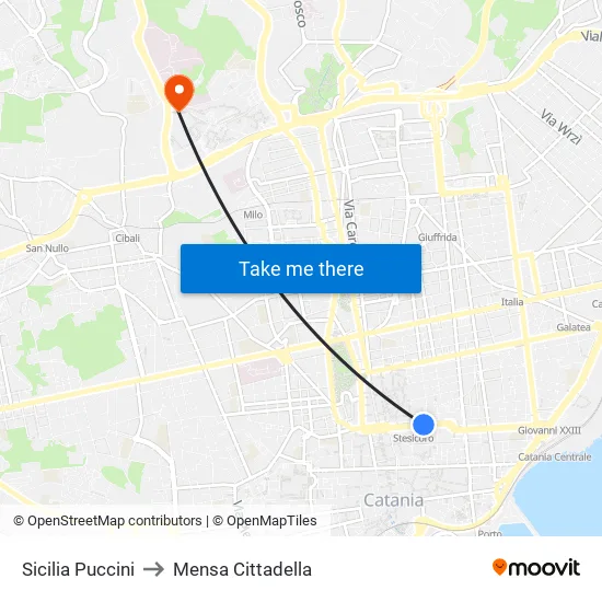 Sicily Puccini to Cittadella Cafeteria map