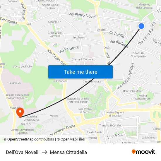 Dell'Ova Novelli to Mensa Cittadella map