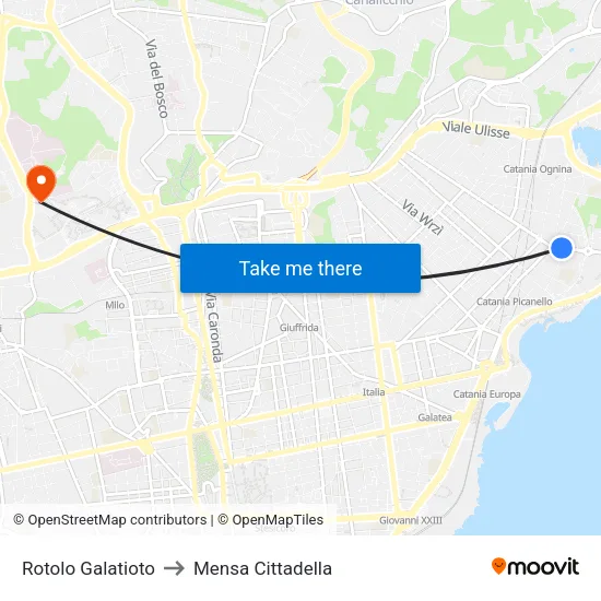 Rotolo Galatioto to Cittadella Cafeteria map
