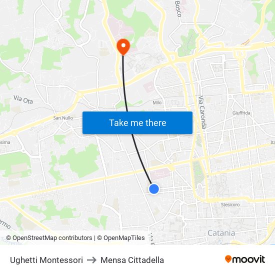 Ughetti Montessori to Mensa Cittadella map