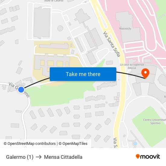 Galermo (1) to Mensa Cittadella map