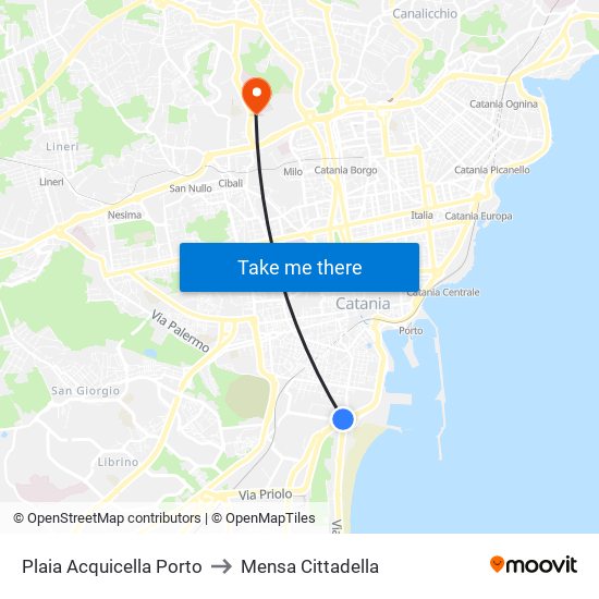 Plaia Acquicella Porto to Mensa Cittadella map