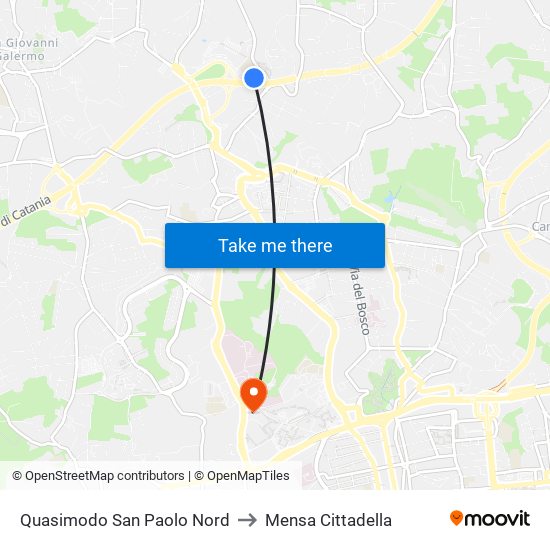 Quasimodo San Paolo Nord to Mensa Cittadella map
