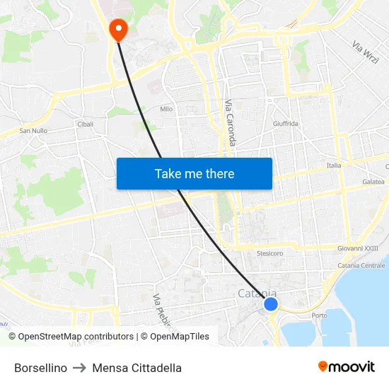 Borsellino to Cittadella Cafeteria map