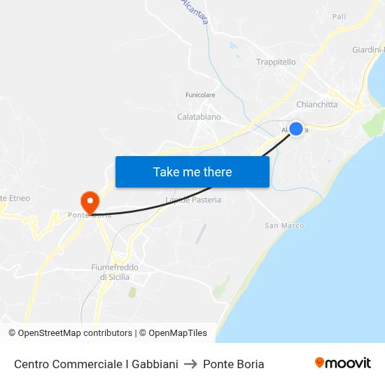 Centro Commerciale I Gabbiani to Ponte Boria map