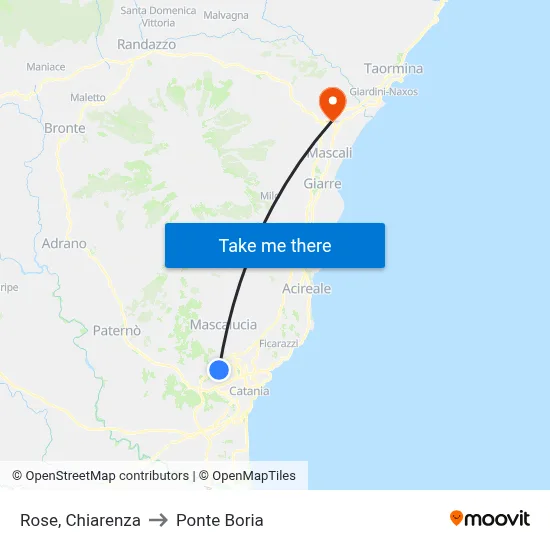 Rose, Chiarenza to Ponte Boria map