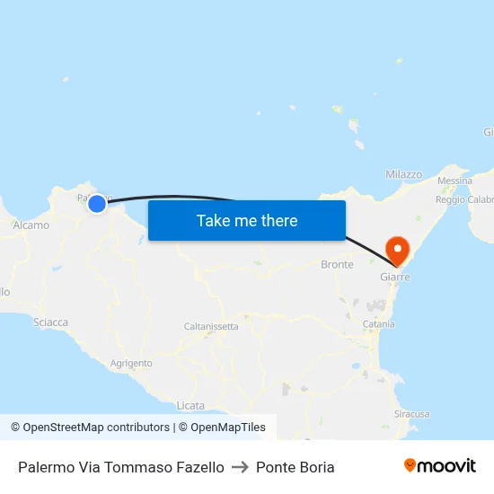 Palermo Via Tommaso Fazello to Ponte Boria map