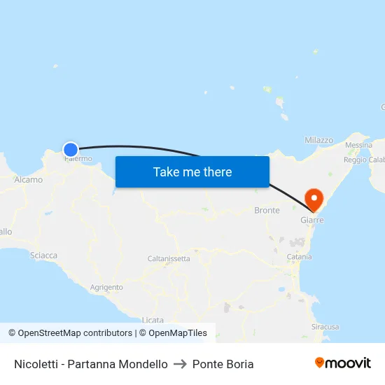 Nicoletti - Partanna Mondello to Ponte Boria map