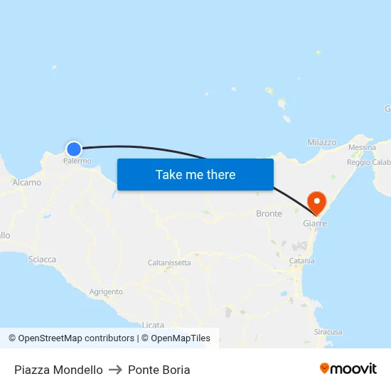 Mondello Square to Ponte Boria map