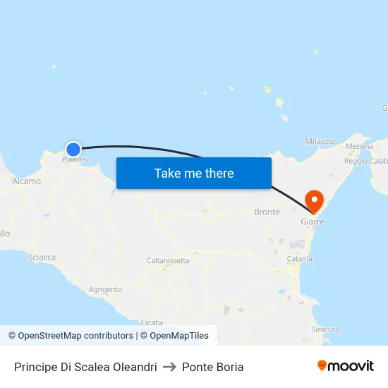Principe Di Scalea Oleandri to Ponte Boria map