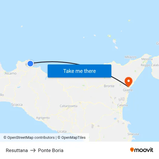 Resuttana to Ponte Boria map
