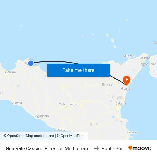 General Cascino Mediterranean Fair to Ponte Boria map