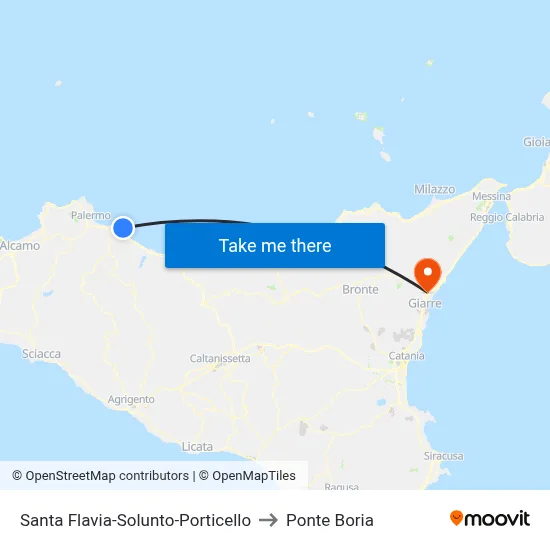 Santa Flavia-Solunto-Porticello to Ponte Boria map