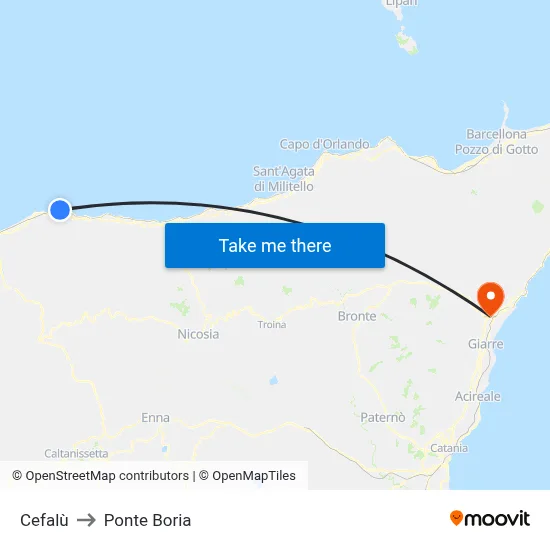 Cefalù to Ponte Boria map
