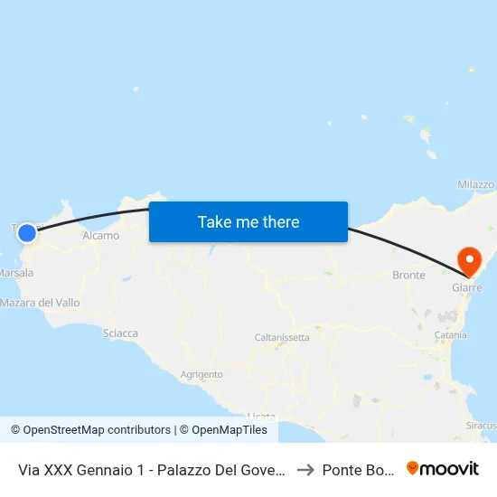January 30th Street 1 - Government Palace to Ponte Boria map