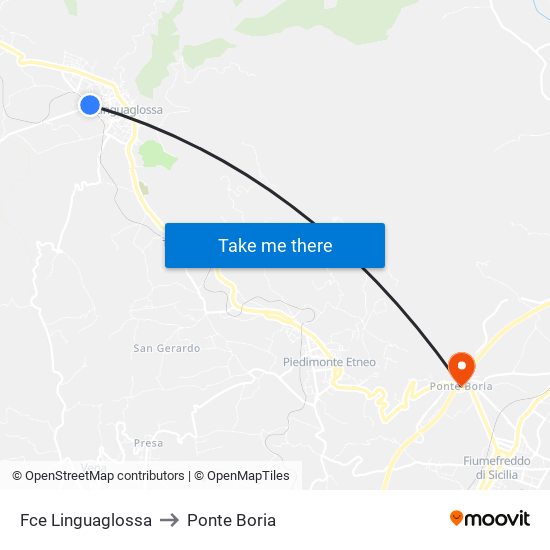 Fce Linguaglossa to Ponte Boria map