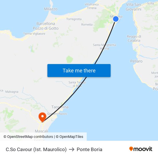 C.So Cavour (Ist. Maurolico) to Ponte Boria map