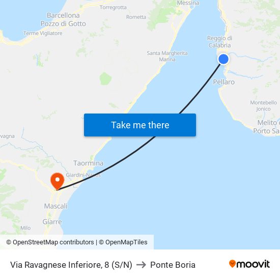 Via Ravagnese Inferiore, 8  (S/N) to Ponte Boria map