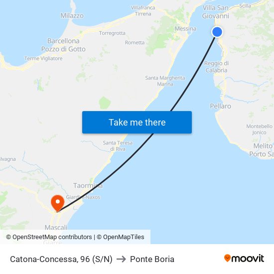 Catona-Concessa, 96 (S/N) to Ponte Boria map