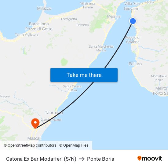 Catona  Ex Bar Modafferi (S/N) to Ponte Boria map