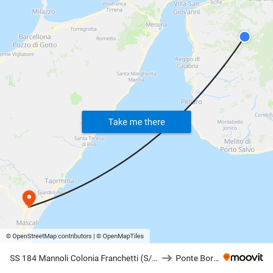 SS 184  Mannoli Colonia Franchetti (S/N) to Ponte Boria map