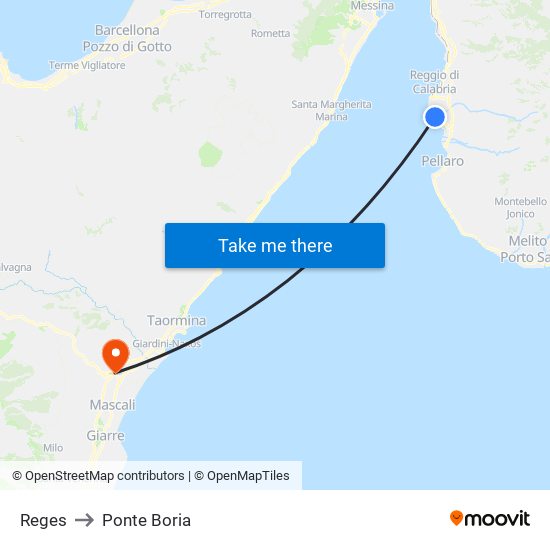 Reges to Ponte Boria map