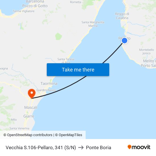 Vecchia S.106-Pellaro, 341  (S/N) to Ponte Boria map