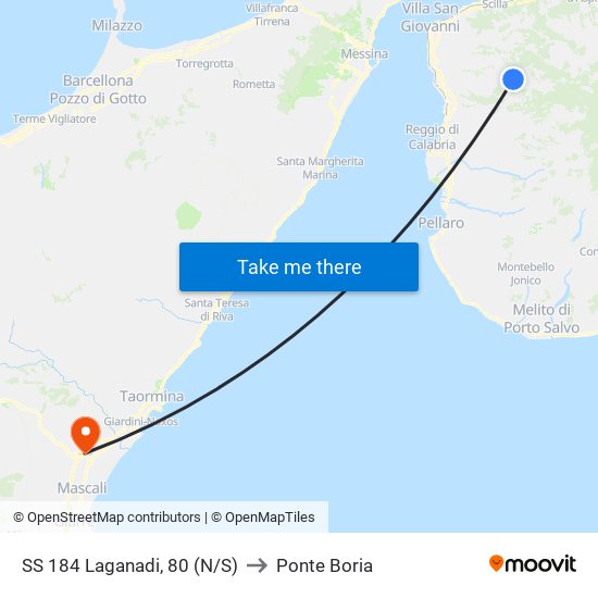 SS 184  Laganadi, 80 (N/S) to Ponte Boria map