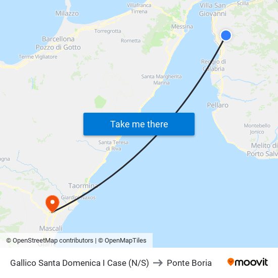 Gallico Santa Domenica  I Case (N/S) to Ponte Boria map